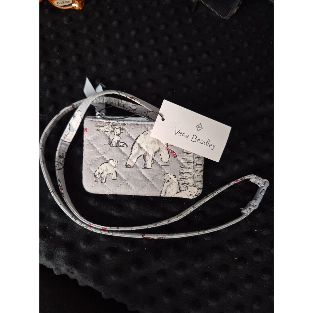 VERA BRADLEY Zip ID Case & Lanyard - Credit Cards, Key Chain - Beary Merry - NWT